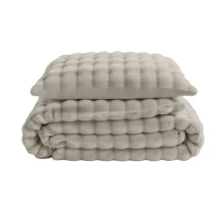 Sleeptime Dekbedovertrek 240x220 – Pompom Design & Warm Flanel Fleece - Beige
