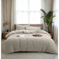 Sleeptime Dekbedovertrek 240x220 – Pompom Design & Warm Flanel Fleece - Beige