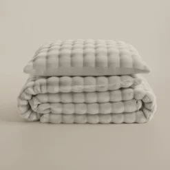 Sleeptime Dekbedovertrek 240x220 – Pompom Design & Warm Flanel Fleece - Beige