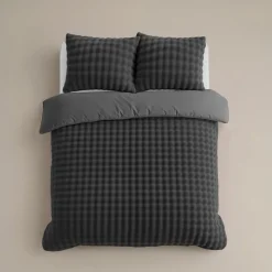 1-Persoons Dekbedovertrekken-Sleeptime Dekbedovertrek 140x220 – Pompom Design & Warm Flanel Fleece - Antraciet