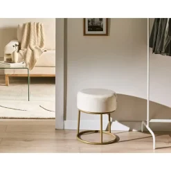 Leen Bakker DELCO - Hocker - Off-white - Fluweel