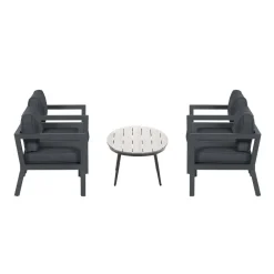 Garden Impressions 5-delige loungeset Ridge –4 luxe lounge fauteuils inclusief salontafel