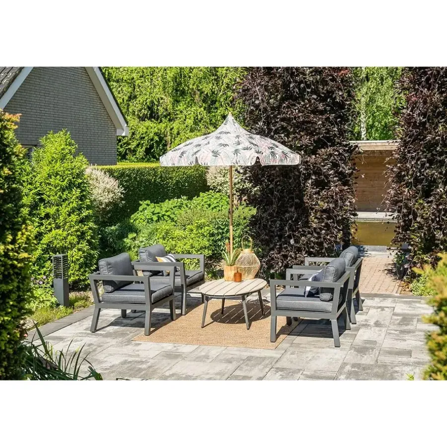 Garden Impressions 5-delige loungeset Ridge –4 luxe lounge fauteuils inclusief salontafel