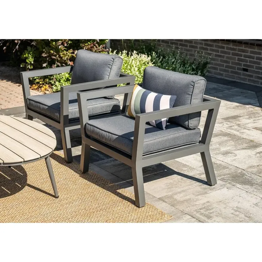 Garden Impressions 5-delige loungeset Ridge –4 luxe lounge fauteuils inclusief salontafel