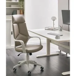 Leen Bakker DELIGHT - Bureaustoel - Taupe - Kunstleer
