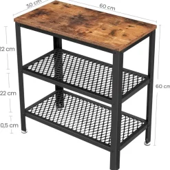 Parya Home Deluxe Bijzettafel - Met 2 Roosters -Vintage - Industrieel -Bruin