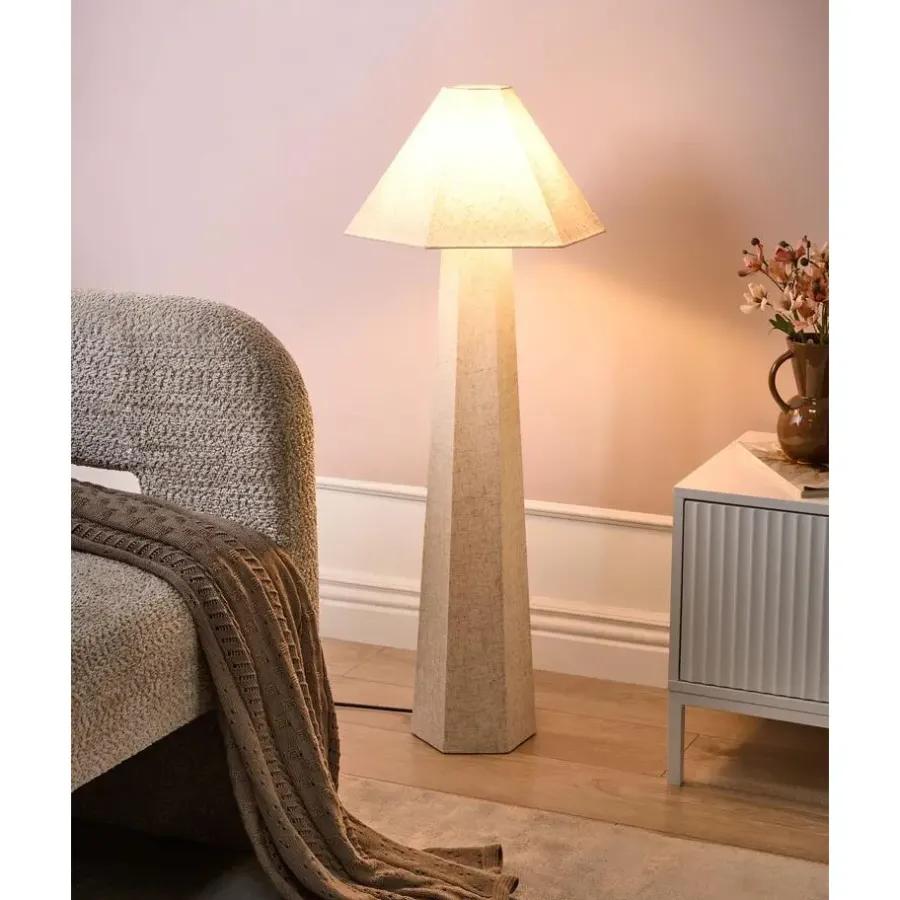 Staande Lampen-Leen Bakker DEMBI - Staande lamp - Lichtbeige - Stof