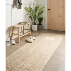 Leen Bakker DEMIRCI - Laagpolig vloerkleed - Beige - 80 x 300 cm - Jute