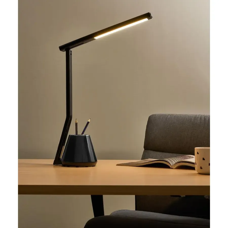 Leen Bakker DENEB - Bureaulamp LED - Zwart - Synthetisch materiaal