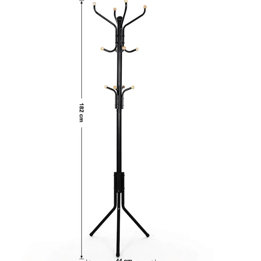 Kapstokken-ACAZA Design Kapstok - 12 Haken - Staande kapstok - 182 cm - Zwart