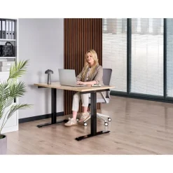 Bureaus-Leen Bakker DESTINES - Elektr bureau - Zwart/Lichtbruin - 120 x 60 cm - Vezelplaat