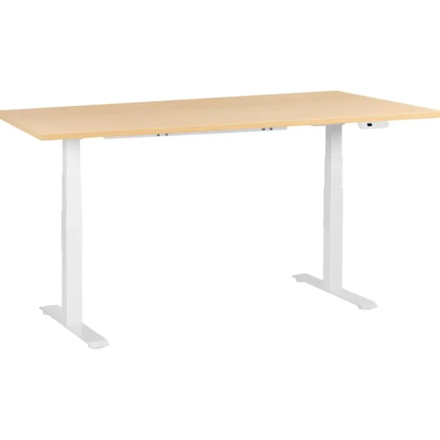 Bureaus-Leen Bakker DESTINES - Elektr bureau - Wit/Lichtbruin - 180 x 72 cm - Vezelplaat