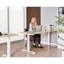 Bureaus-Leen Bakker DESTINES - Elektr bureau - Wit/Lichtbruin - 180 x 72 cm - Vezelplaat