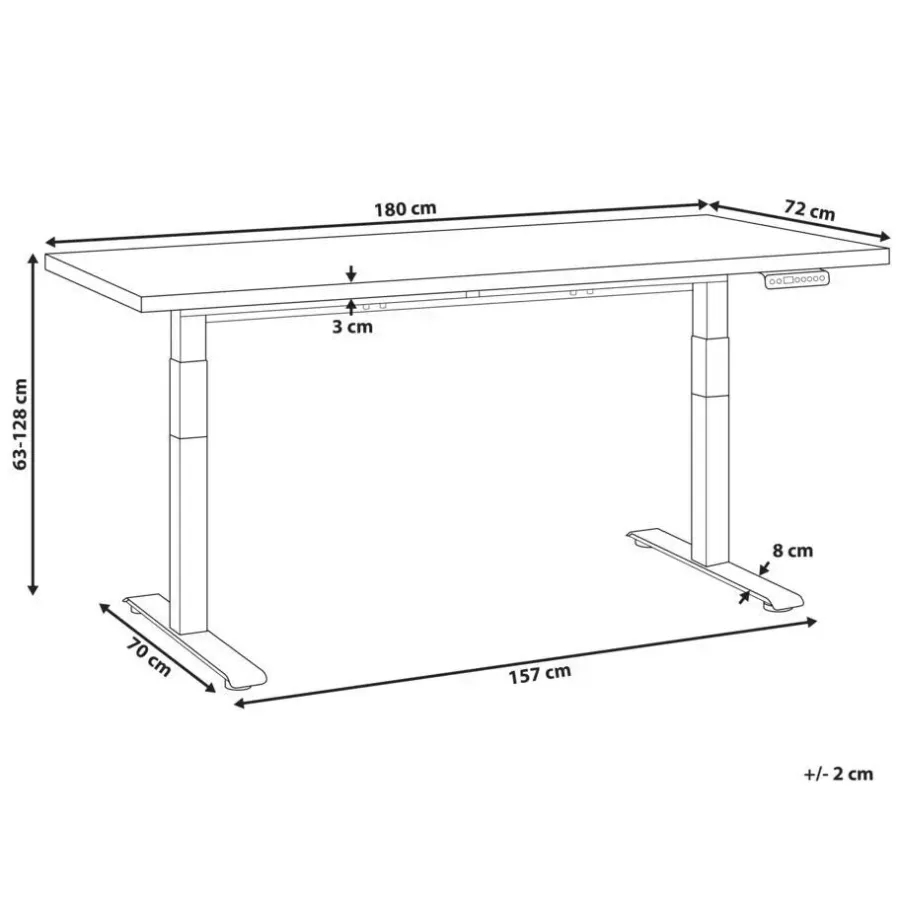 Bureaus-Leen Bakker DESTINES - Elektr bureau - Wit/Lichtbruin - 180 x 72 cm - Vezelplaat