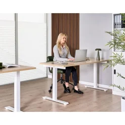 Leen Bakker DESTINES - Elektr bureau - Wit/Lichtbruin - 160 x 72 cm - Vezelplaat
