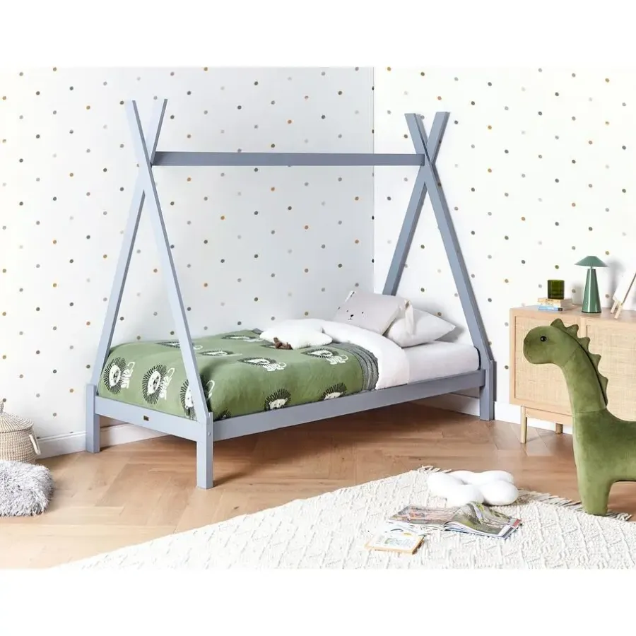 1-Persoons Bedden-Beliani DEVAY - Kinderbed - Grijs - 90 x 200 cm - Grenenhout