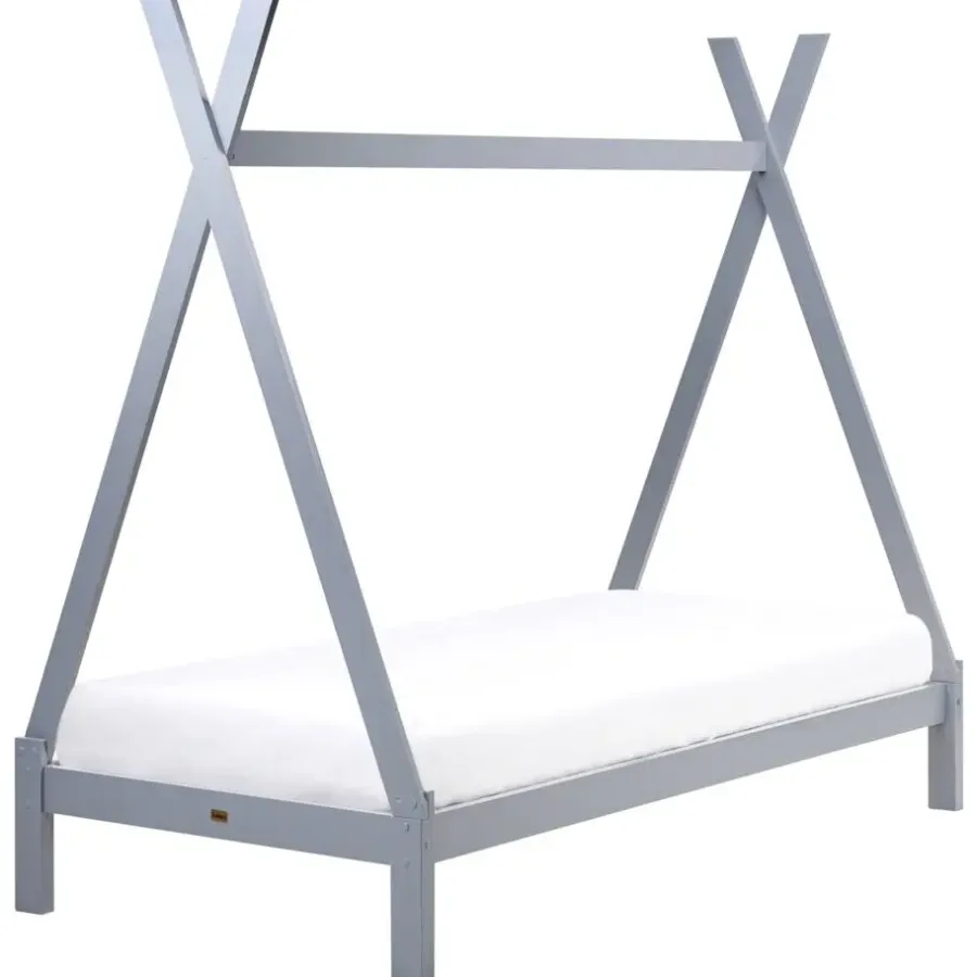 1-Persoons Bedden-Beliani DEVAY - Kinderbed - Grijs - 90 x 200 cm - Grenenhout