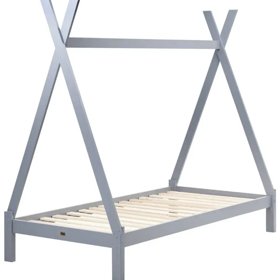 1-Persoons Bedden-Beliani DEVAY - Kinderbed - Grijs - 90 x 200 cm - Grenenhout