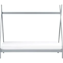 1-Persoons Bedden-Beliani DEVAY - Kinderbed - Grijs - 90 x 200 cm - Grenenhout
