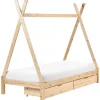 1-Persoons Bedden-Beliani DEVAY - Kinderbed - Lichtbruin - 90 x 200 cm - Dennenhout