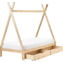 1-Persoons Bedden-Beliani DEVAY - Kinderbed - Lichtbruin - 90 x 200 cm - Dennenhout