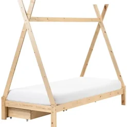 1-Persoons Bedden-Beliani DEVAY - Kinderbed - Lichtbruin - 90 x 200 cm - Dennenhout