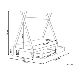 Beliani DEVAY - Kinderbed met opbergruimte - Grijs - 90 x 200 cm - Grenenhout