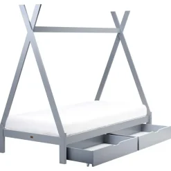 Beliani DEVAY - Kinderbed met opbergruimte - Grijs - 90 x 200 cm - Grenenhout