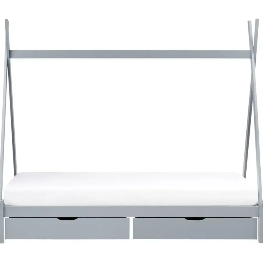 Beliani DEVAY - Kinderbed met opbergruimte - Grijs - 90 x 200 cm - Grenenhout