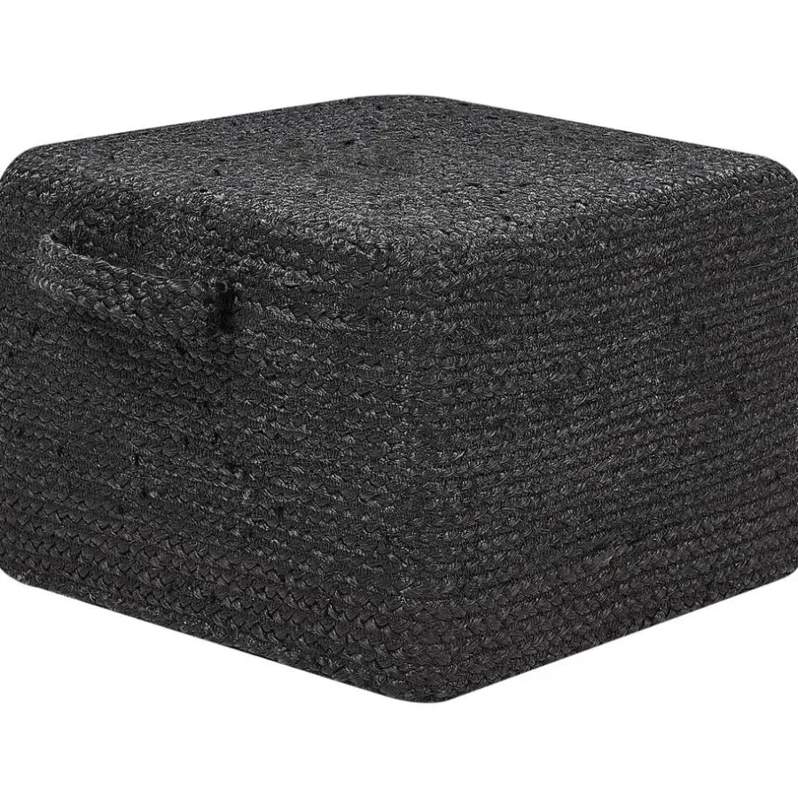 Poefen-Beliani DHADAR - Poef - Zwart - Jute