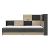 DIAGONE Bed Erwan - Opbergruimte - 90x200cm - Zwart/Kastanjekleur