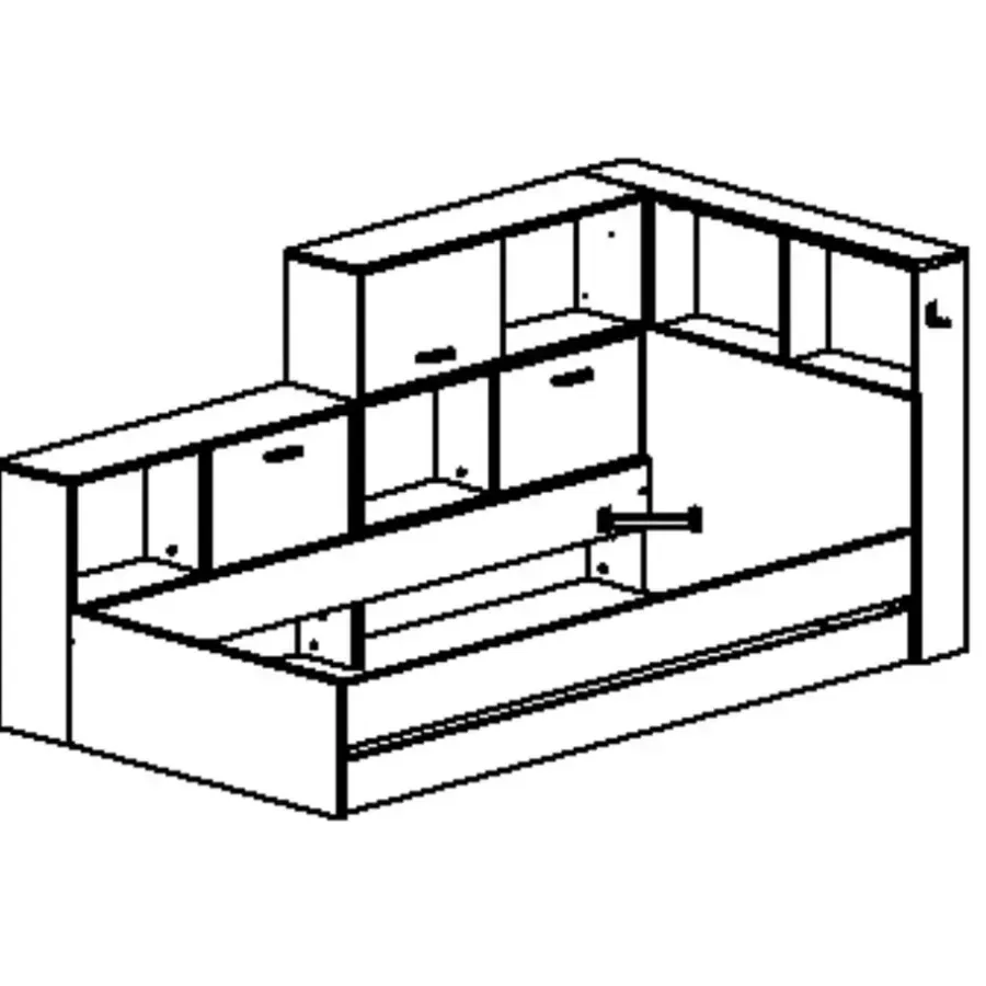 DIAGONE Bed Erwan - Opbergruimte - 90x200cm - Zwart/Kastanjekleur