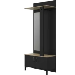 Kapstokken-DIAGONE Entreekast Store - Incl stang en spiegel - 190 cm hoog - Zwart