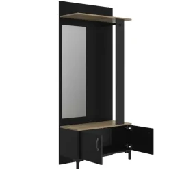 Kapstokken-DIAGONE Entreekast Store - Incl stang en spiegel - 190 cm hoog - Zwart