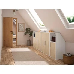 DIAGONE Kledingkast Under - onder trap of plafond 2 deuren - wit/hout