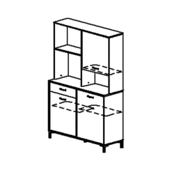 Buffetkasten-DIAGONE Microgolfkast Manchester - 119 x 41 x 180 cm - Helvezia Oak-design