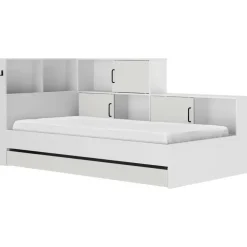 1-Persoons Bedden-DIAGONE Tienerbed met bedlade en opbergruimte Erwan - 90 x 200 cm - Wit
