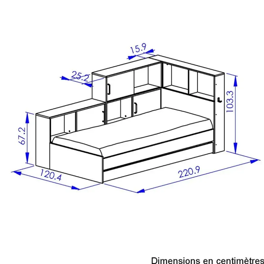 1-Persoons Bedden-DIAGONE Tienerbed met bedlade en opbergruimte Erwan - 90 x 200 cm - Wit