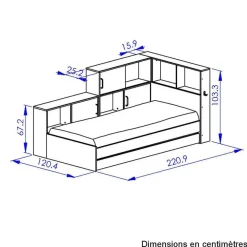 1-Persoons Bedden-DIAGONE Tienerbed met bedlade en opbergruimte Erwan - 90 x 200 cm - Wit