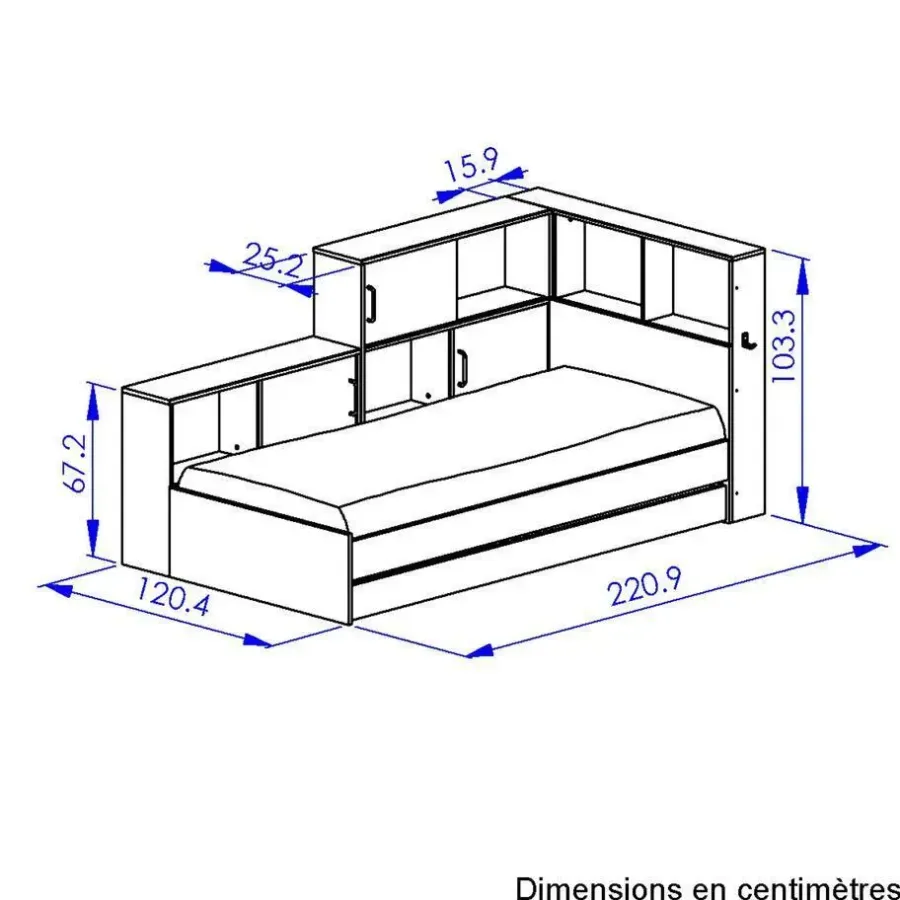 1-Persoons Bedden-DIAGONE Tienerbed met bedlade en opbergruimte Erwan - 90 x 200 cm - Wit