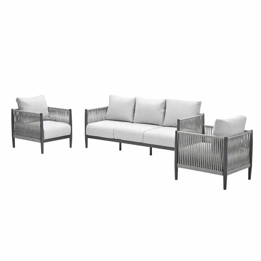 Garden Impressions Diamo loungeset - 3-delig - carbon black - grey sand - valley sand