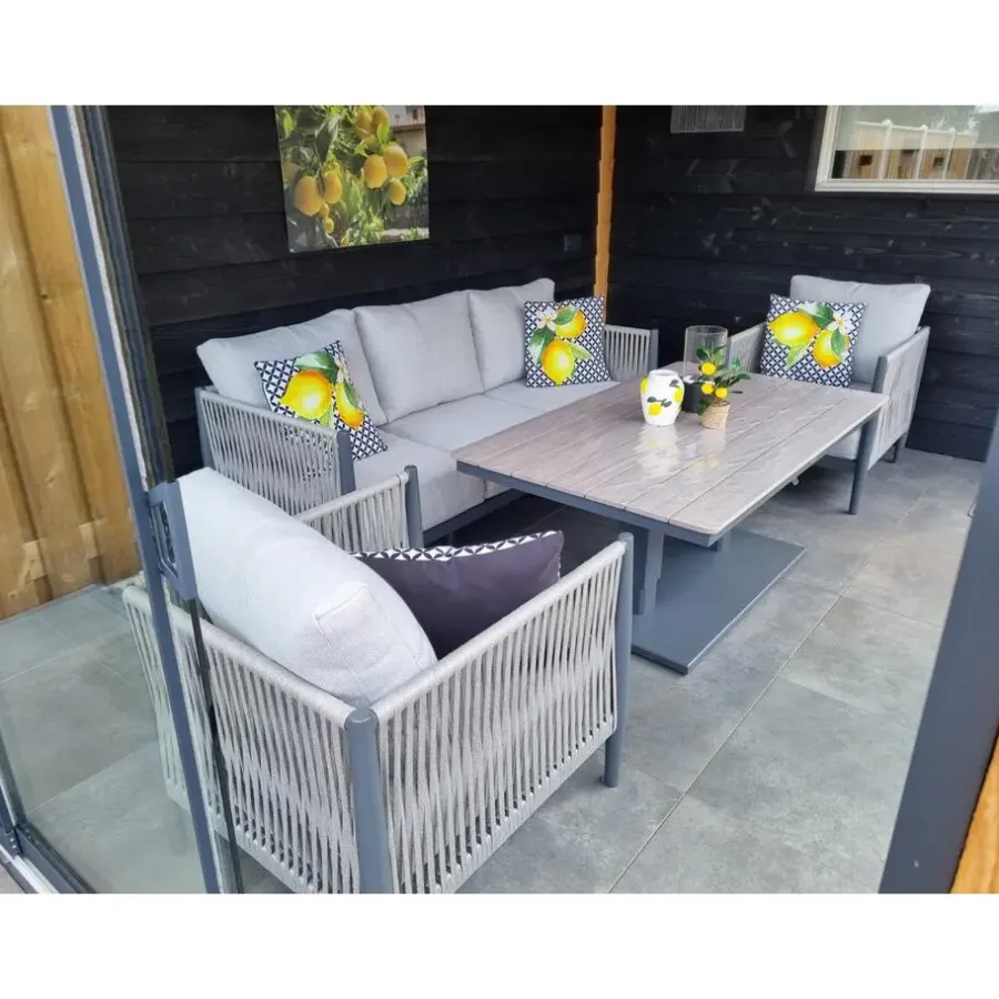 Garden Impressions Diamo loungeset - 3-delig - carbon black - grey sand - valley sand