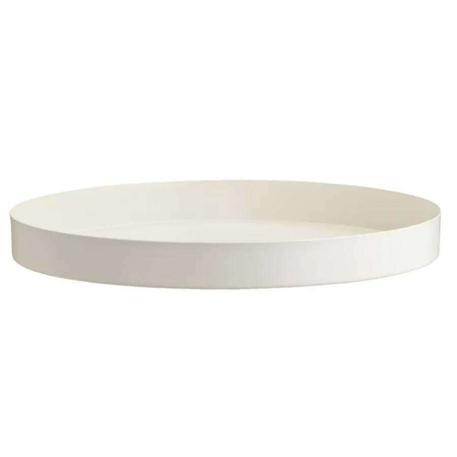 Dienbladen-Leen Bakker Dienblad Fenno decoratief - crèmekleurig metaal - Ø30 cm