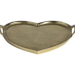 Dienbladen-Leen Bakker Dienblad Hart goudkleur aluminium - 30x33 cm