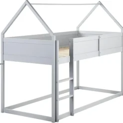 1-Persoons Bedden-Beliani DIENNE - Kinderbed - Grijs - 90 x 200 cm - Dennenhout