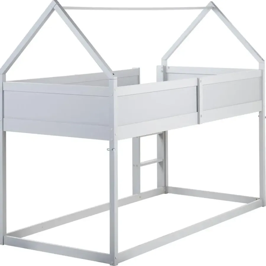 1-Persoons Bedden-Beliani DIENNE - Kinderbed - Grijs - 90 x 200 cm - Dennenhout