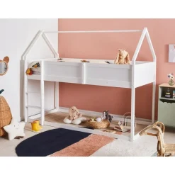 1-Persoons Bedden-Beliani DIENNE - Kinderbed - Wit - 90 x 200 cm - Dennenhout
