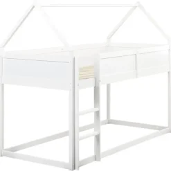 1-Persoons Bedden-Beliani DIENNE - Kinderbed - Wit - 90 x 200 cm - Dennenhout