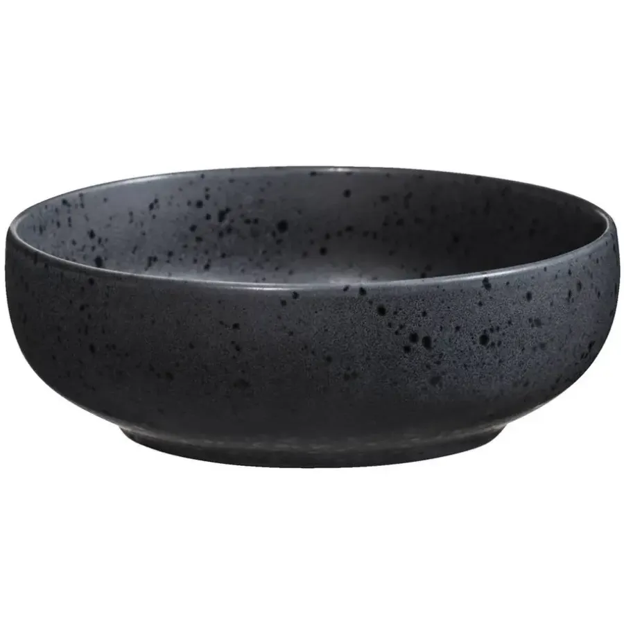 Leen Bakker Diep bord Liz - zwart - stoneware - Ø16,3 cm