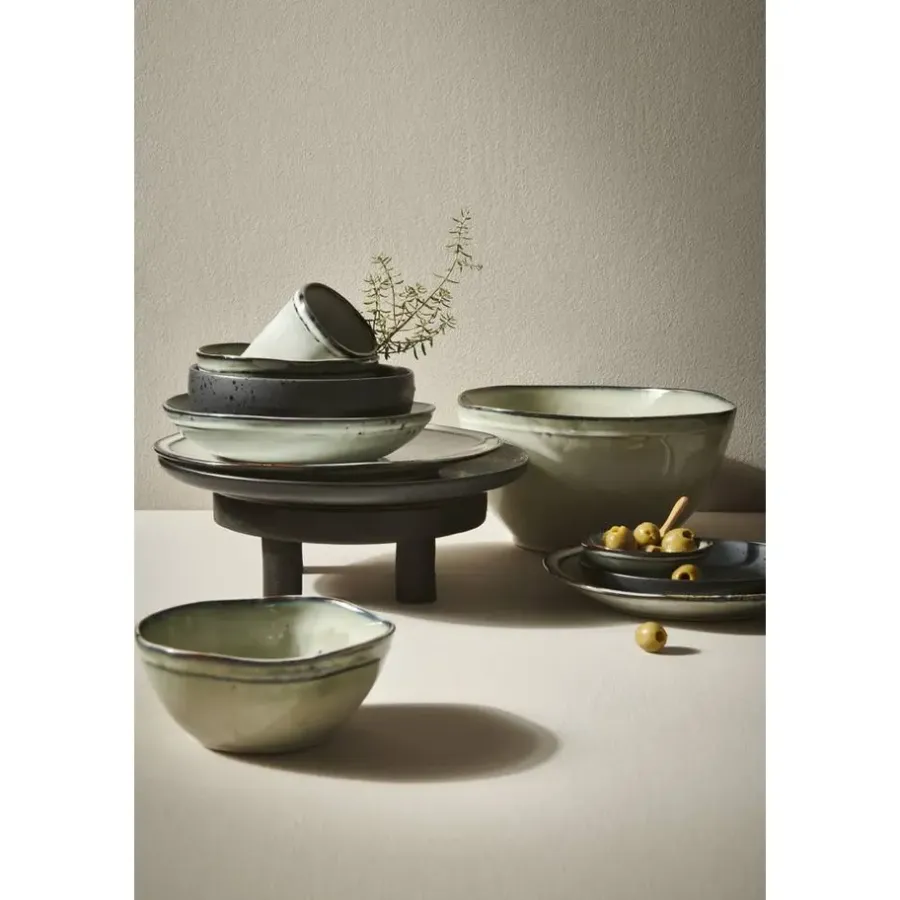 Leen Bakker Diep bord Liz - zwart - stoneware - Ø16,3 cm